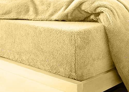 Luxury Teddy Bear Cosy Plush And Warm Soft Extra deep Fleece Fitted Bed Sheet (Ochre, King)