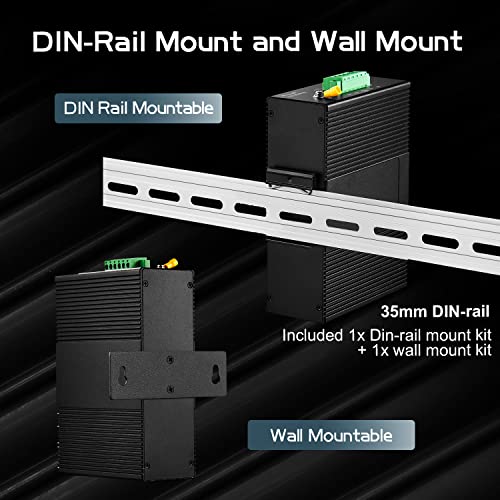Image of 8 Port Gigabit Industrial Ethernet Switch, 8 Ports 10 /100 /1000Mbps, Fanless Wall Mount and Din Rail, Metal IP40 -40~75C, with One Power Supply