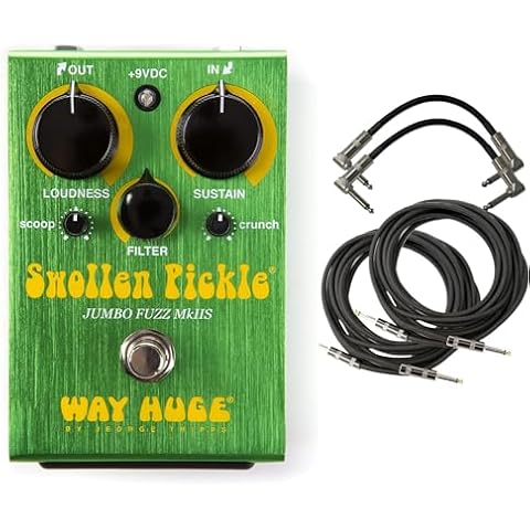 Way Huge Swollen Pickle MKII Guitar Effects Pedal w/(2) 6" patch cables (2) 18.6' cables Cover