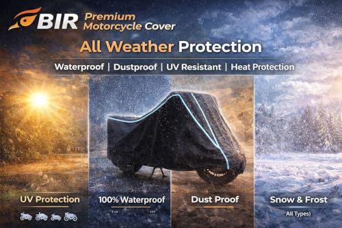 Image of Bike Cover Compatible with Bajaj Pulsar NS 300 | Water Resistant Universal Motorcycle Rain Cover | UV, Dust & Scratch Protection | All Weather | Black Blue Piping Elastic
