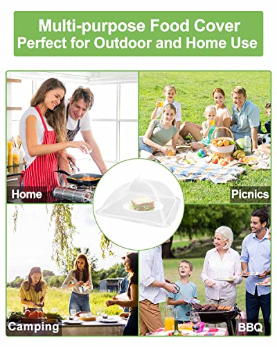 Image of Food Cover Mesh Food Tent, 17 inchx17 inch, 6 Pack, White Nylon Covers, Pop-Up Umbrella Screen Tents, Patio Bug Net for Outdoor Camping, Picnics, Parties, BBQ, Collapsible and Reusable