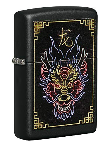 Image of Zippo Neon Dragon Design Black Matte Pocket Lighter