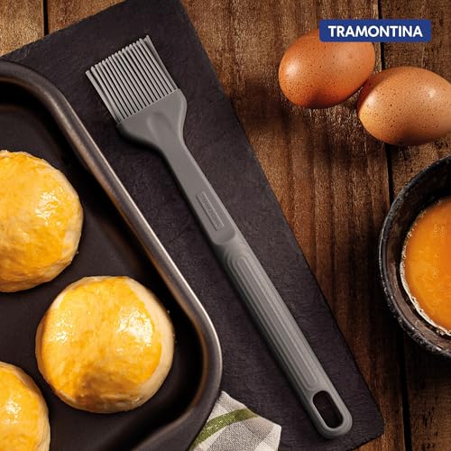 Image of Tramontina Softta Silicone Basting Brush - Grey, Heat Resistant to 210C - Ideal for Sauces, Marinades, Glazes, Butter - Baking, BBQ & Cooking Tool