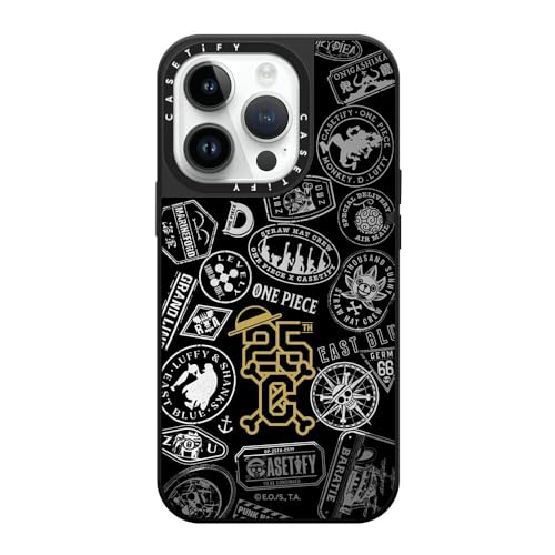 CASETiFY MagSafe Ή~[ iPhone 14 Pro P[X [ː / 1.5m̗NA / One Piece ] - Vo[ (ubNop[) - ONE PIECE 25th Chronicle Stamp