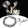 JewelryWe Domineering Biker Bracelet Gothic Skull Stainless Steel Bracelet for Men 8.5 Inches Vintage Old Metal Finishing #5