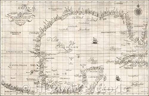 Gulf of Mexico & Florida Coast Chart 1646 - Historical Nautical Map Print - 68in x 44in