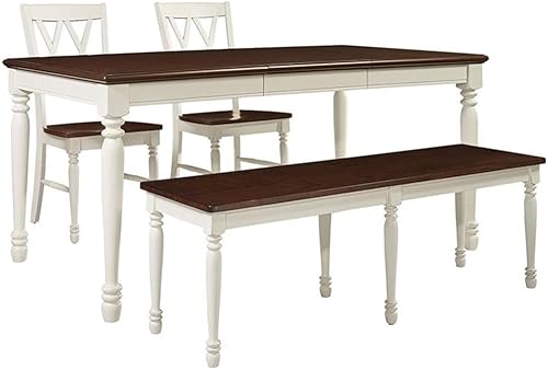 Miniatura 18 de Crosley Furniture Shelby - Juego de mesa de comedor tradicional de 7 piezas para 6, mesas de comedor con sillas de cocina, color blanco envejecido
