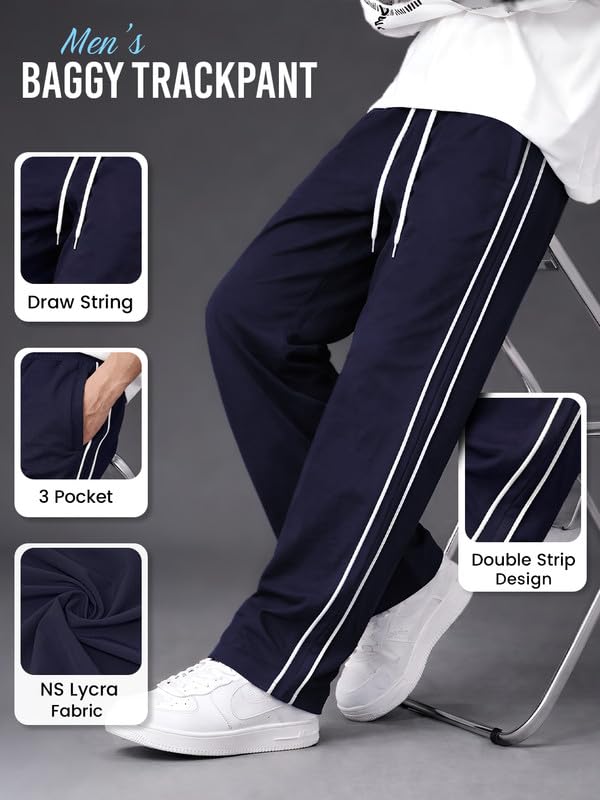 Image of CHKOKKO Men's Relaxed Track Pants for Gym Workout Running Casual Wear Sports Lower with Pockets Adjustable Drawstring Waist Lightweight Quick Dry Activewear Fitness