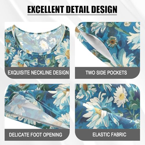 ALAZA Daisy Flowers in Vintage Style Pajama Set Short Sleeve Sleepwear Soft Lounge Nightwear4