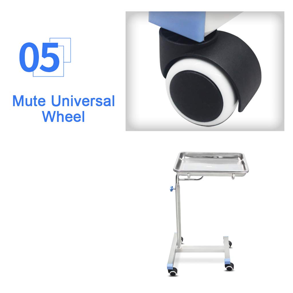 Bandeja Móvil para Instrumentos, Medical Dental Lab Carritos, Bandeja Ajustable de Acero Inoxidable, Médica, para Laboratorio, Tatuaje, SPA, Equipo de Salón