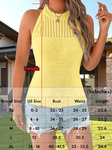 Image of ChiaoLezhee Women's Summer Knit Tank Tops, Racerback High Neck Lightweight Sweater Vest, Dressy Casual Outfits