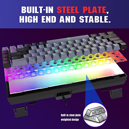 Snpurdiri 60% Membrane Gaming Keyboard, Rgb Compact Mini 68 Keys Keyboard,Portable Mechanical Feeling Small Keyboard For Pc/Mac Gamer (68 Keys,Black-Grey) #TOP5