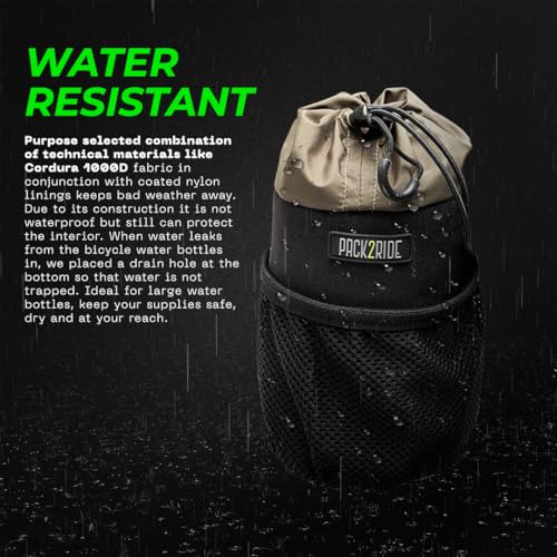 PACK2RIDE Bongo Gidon Bikepacking Bisiklet Çantası - Su Geçirmez Kumaş -Geniş Hacimli - File Cepli Suluk - Dağ,Şehir, Tur, Yol,Gravel Bisikletlerine Uygun - Kaliteli -Şık- Fonksiyonel - 2,4L Siyah
