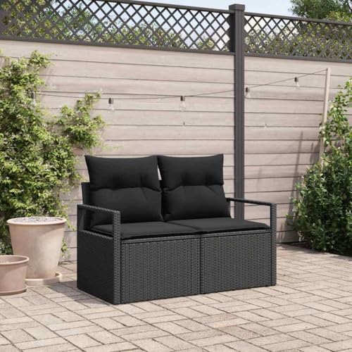 INLIFE Gartensofa mit Kissen Schwarz 120 x 62 x 69cm Poly-Rattan,Möbel,Gartenmöbel,Gartensitzmöbel,Gartensofas,Schwarz,16 KG,42006761
