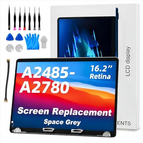 Image of A2485 A2780 Screen Replacement with Sleep Sensor Cable for 16.2 Inch MacBook Pro 2021 2023, 3456x2234 LCD Full Assembly Display for EMC 3651 8103 8408 Space Gray