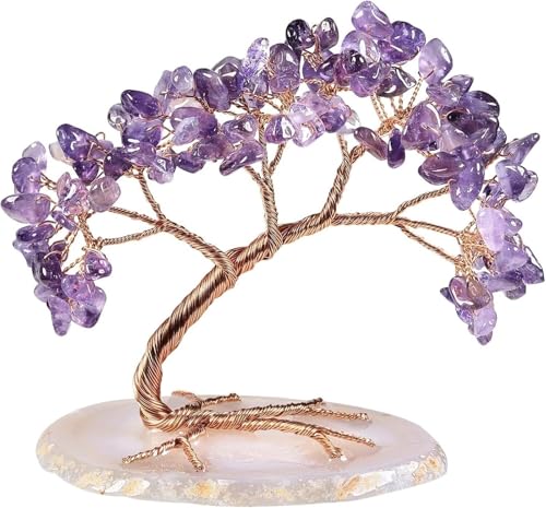 Genérico Árbol del Dinero de Cristal Aguamarina – Figura de Bonsái Feng Shui con Base de Piedra Laminada, Decoración China para el Hogar para la Riqueza y la Prosperidad