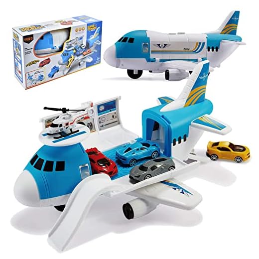 Tuko Transport Cargo Airplane Car Toy Play Set for 3+ Years Old Boys and Girls(Blue)