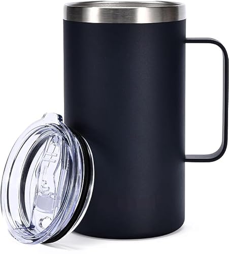 ONEKLIK Tazza da viaggio isolata con coperchio a tenuta stagna, tazza da caffè riutilizzabile, 473 ml, nero