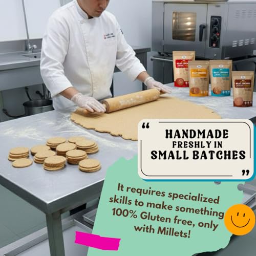 Image of NIHKAN Bajra Millet Crackers - Gluten free | No Maida | High protein | High Fibre - Handmade & baked | Healthy Millet snack | Chai time guilt free snacks - No Preservatives & No Baking soda - 100g (Bajra Methi Flavour)