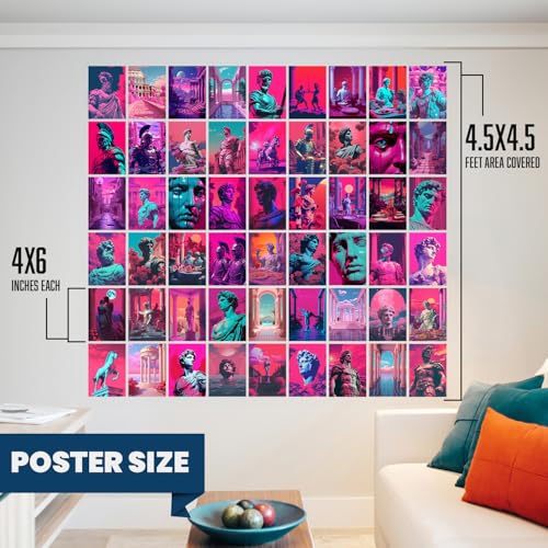 Image of Wallgasm Retro Roman-Inspired Poster Set - Set of 54, 4 x 6 Inches Posters for Room, Bedroom, Office, Wall Collage Kit