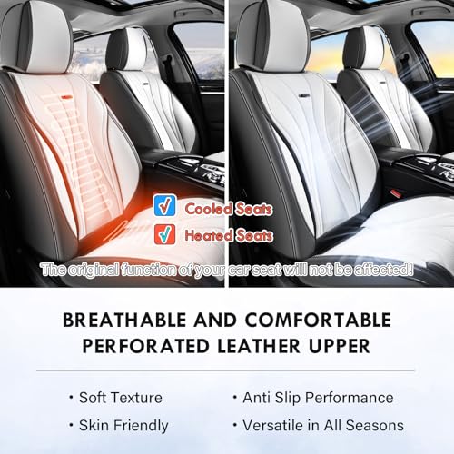 Image of Coverado Front Seat Covers, Luxury Leather Seat Covers for Cars, Automotive Seat Cover, Car Seat Protector Waterproof, Premium Car Seat Covers Car Seat Cushions Universal Fit for Most Cars (Gray&Pink)