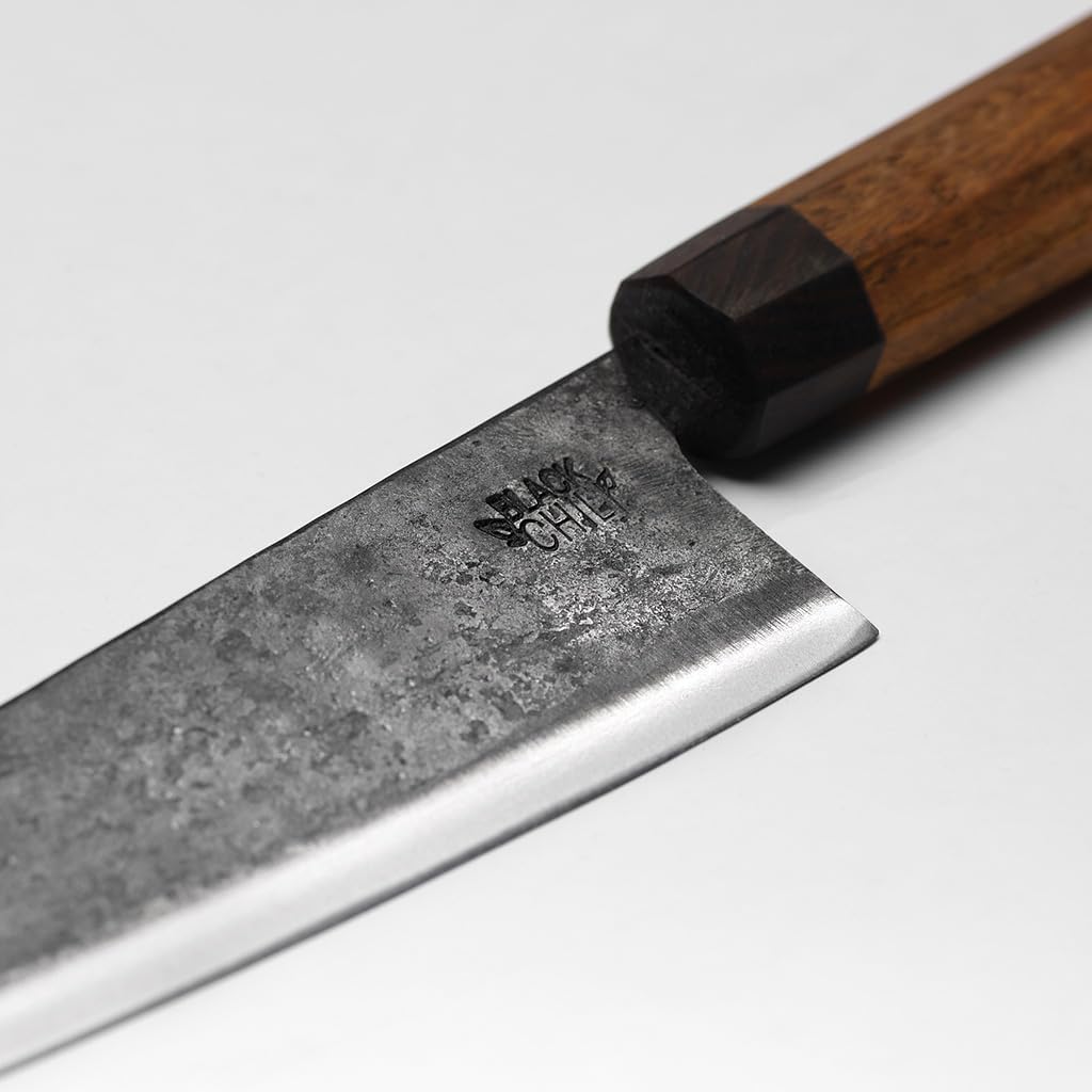 Küchenmesser Set (3-teilig) | Chefmesser, Santoku Messer & Gemüsemesser mit Eisenholz Griff | 13, 17 & 19 cm Carbonstahl Klinge | BLACK-PEARL-19, HABANERO-17 & JALAPENO-13
