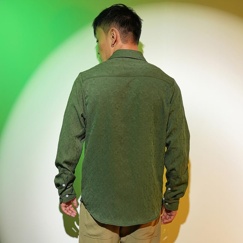 Image of CAHOOT Men's Solid Utility Shirt | Casual Wear | Spread Collar | Long Sleeve | Button Closure | Shirt Crafted with Comfort Fit for Everyday Wear