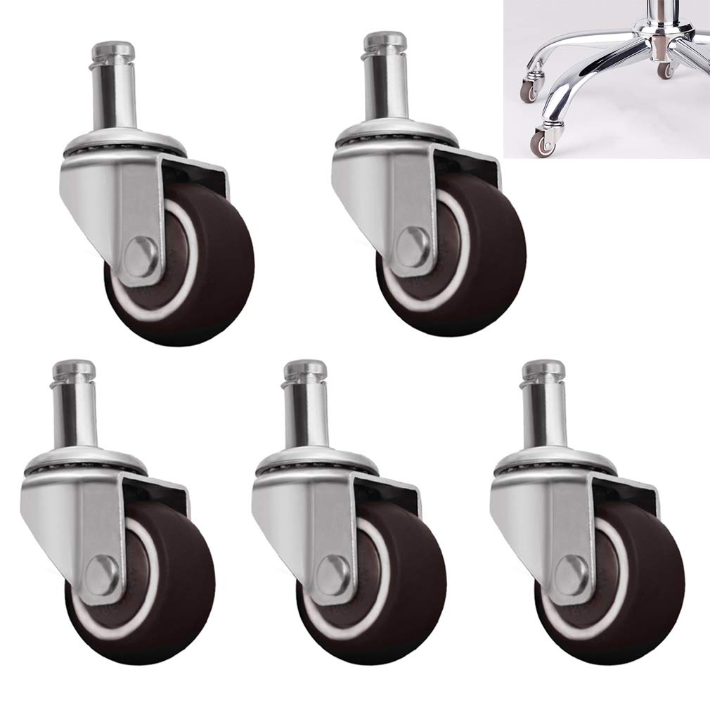 Ruote girevoli per Sedia, 5 Ruote girevoli per Sedia da Ufficio, Ruote girevoli con Stelo Girevole a 360 Gradi, Ruote girevoli in Gomma per mobili da 38 mm e 50 mm, Ruote girevoli per lettin
