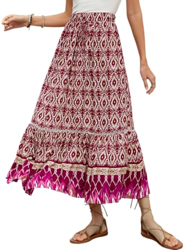 Jupe midi d'été bohème vintage fleurie pour vos vacances à la plage