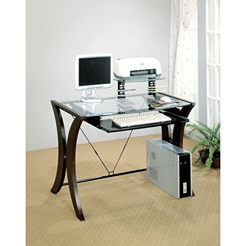 Coaster Division Table Desk with Glass Top, Cappuccino