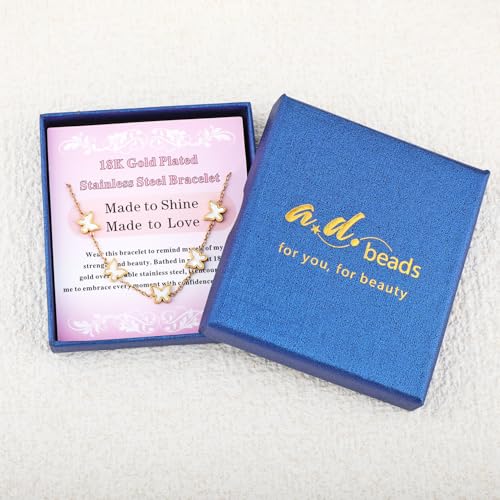 Image of 18K Gold Plated Stainless Steel Dainty Charms Colorful Crystal Birthstone Bracelet Minimalist Cute Jewelry for Women