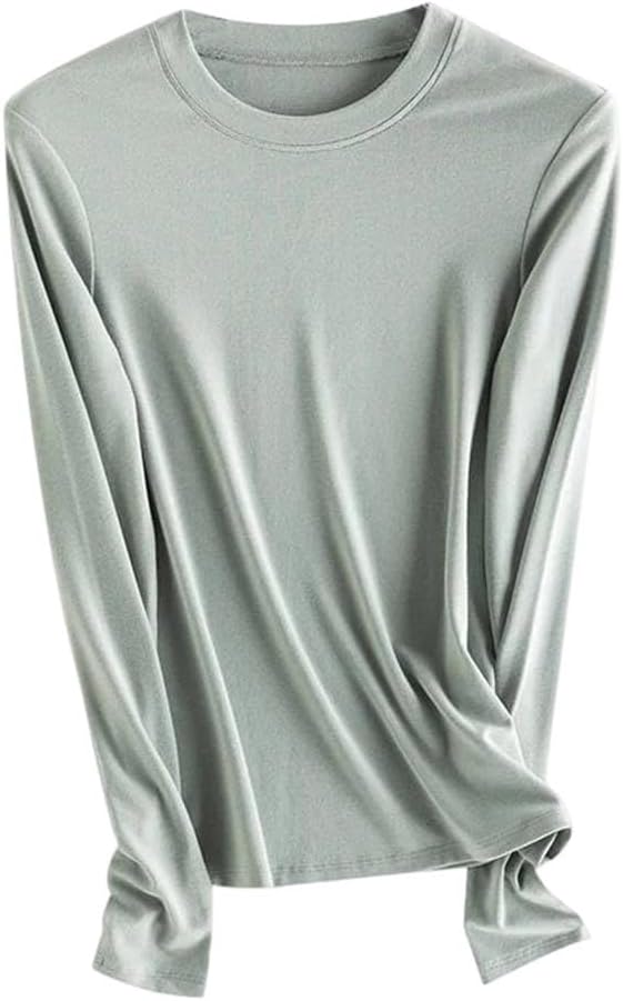 Women's Solid Thermal Long Sleeve Top Autumn Winter Basic Slim Fit Bottoming Shirt
