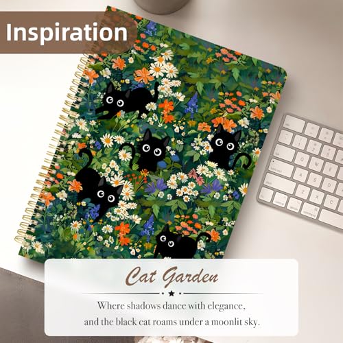 Image of Cute Spiral Notebook 8.5 x 11 lined Journal A4 with Pocket, Cat | 70 page, Note Book with Pocket, Large, Big, Hard Cover, Aesthetic, Pretty Design, for Women, Girls, Kawaii