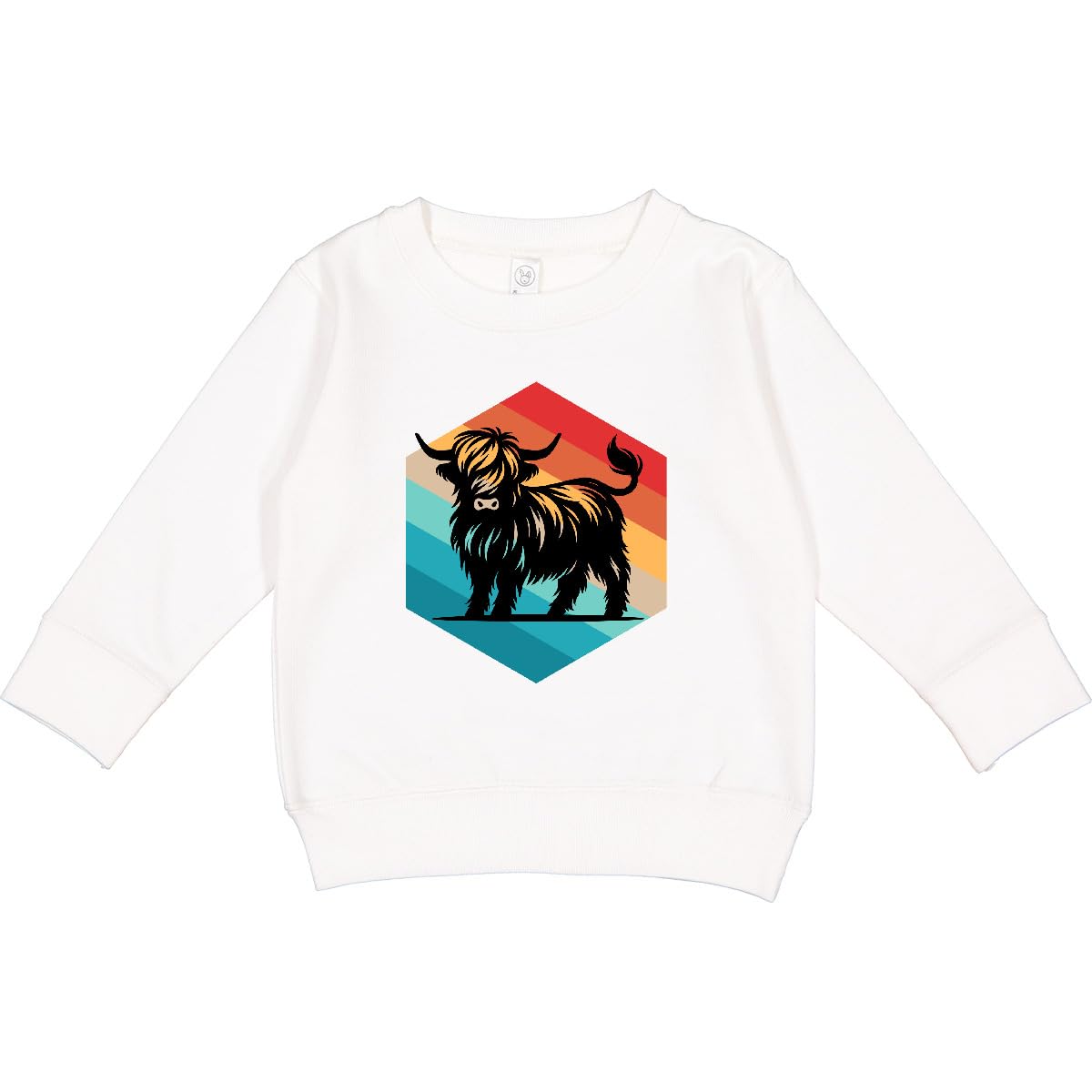 inktastic Highland Cow Retro Sunset Toddler Sweatshirt 4T White 43a19