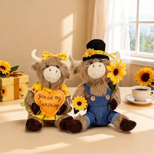 Set 2 Figuras Decorativas Vaca Highland con Girasol miniatura 6