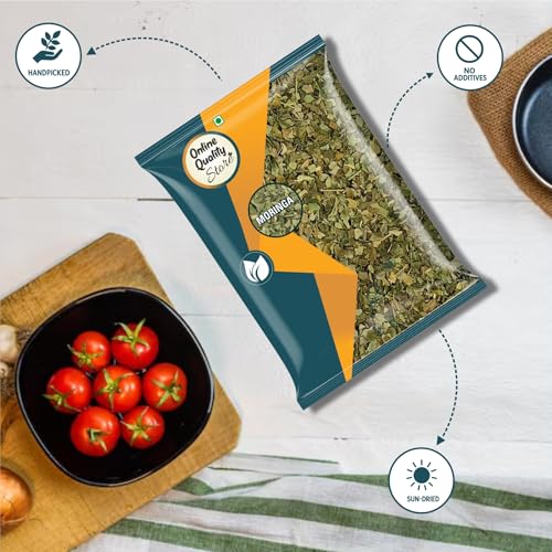 Image of Online Quality Store Moringa Leaves - 100g | Dried Drumstick Tree Leaves, Natural Super-Food, Herbal Supplement - for Making Herbal Tea, Smoothies, Soups