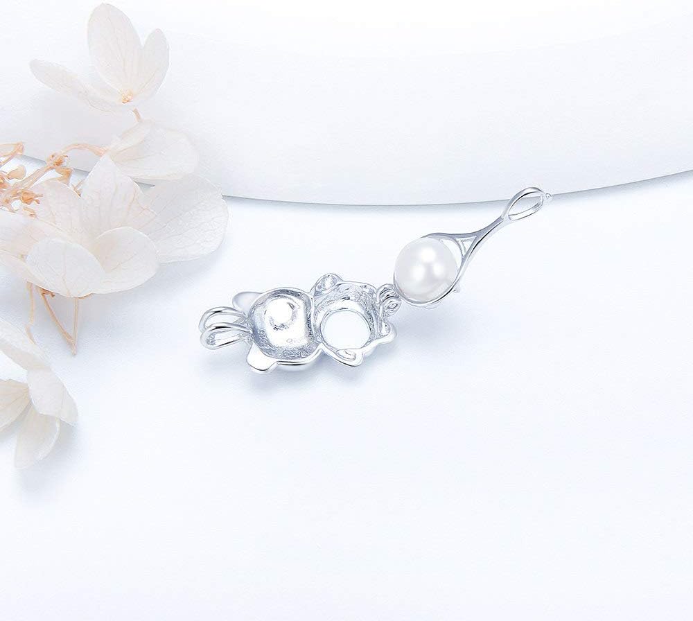 Bear Cage Pendants for Pearl Jewelry Making Sterling Silver, Design Cage Pendants for Women - Image 2