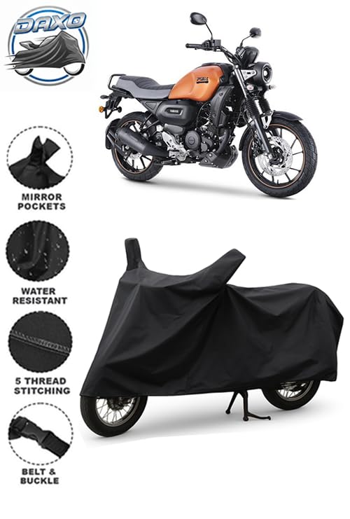 Image of Daxo Waterproof Bike Cover for Yamaha FZ X | Heavy Duty All Weather Protection from Rain, Dust, Sun & Scratches with Mirror Pockets | FZ X Bike Cover