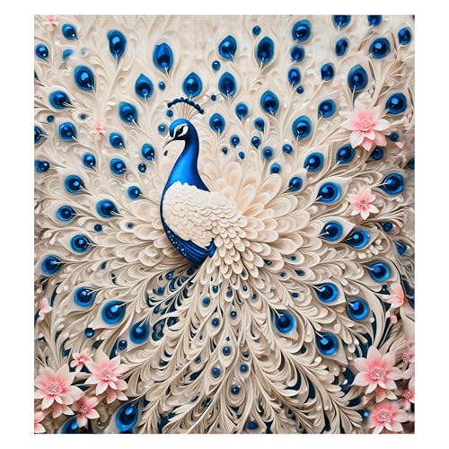 Image of Dream Weaverz 7D Bedsheet for Double Bed King Size with 2 Pillow Covers | Digital Printed & Fitted Elastic for Kids | Soft Glaze Cotton Feel | Fits Upto 12 Inch Mattress (Peacock)