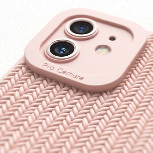 Image of amazon basics Luxury 3D Knitted Texture Soft Silicone Back Cover for iPhone 11 | Slim Fit Shockproof Case with Camera Protection & Non-Slip Grip - Pink