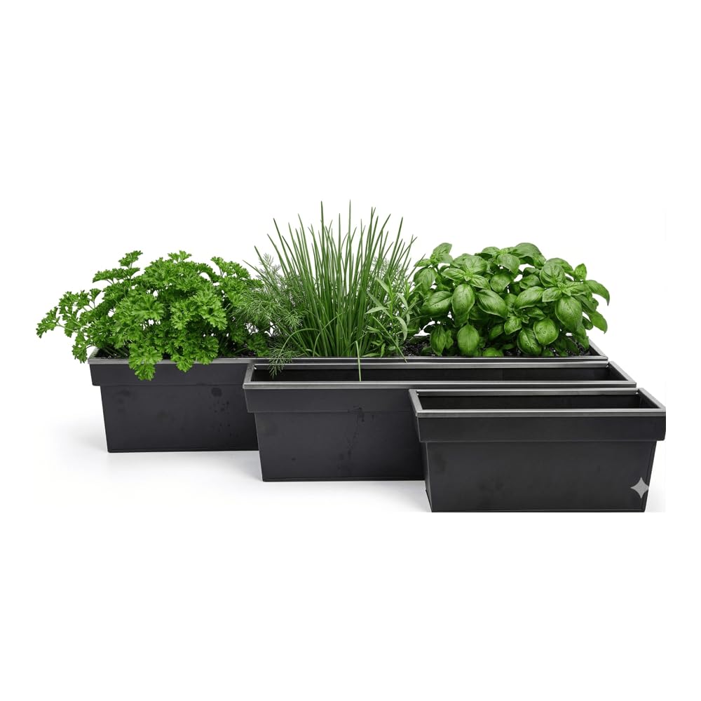 Gardening Naturally Aluzinc Windowsill Planter for Indoor & Outdoor Use – Perfect for Herbs, Flowers & Bulbs with Corrosion Resistance (Small - 40cm)