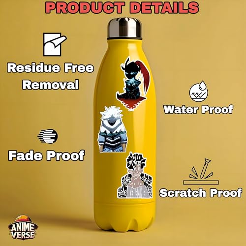 Image of AnimeVerse Pack of 56 Solo Leveling Anime Stickers for Laptop, Phone, Guitar, Bike, PC, | Waterproof Glossy Vinyl Decals | Residue-Free Anime Stickers Collection