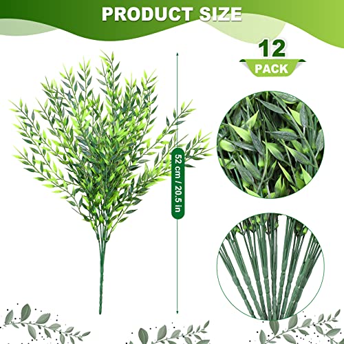 Xunyee 12 Pcs Artificial Weeping Willow Fake Greenery Plastic Plants Uv Resistant Faux Hanging Plant Faux Ivy Garland For Outdoor Indoor Door Wall Garden Baskets Wedding Party Table Diy Planter Decor #TOP1