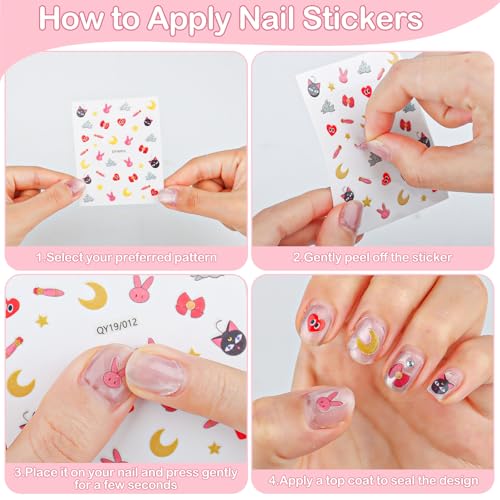 18 Blatt Nagelsticker Süß, Nagelaufkleber Selbstklebend, Nagellack Kinder, Fingernägel zum Aufkleben Kinder, Blätter Tiere Pflanzen Früchte Nail Sticker Deko für Nagelstudio Mädchen