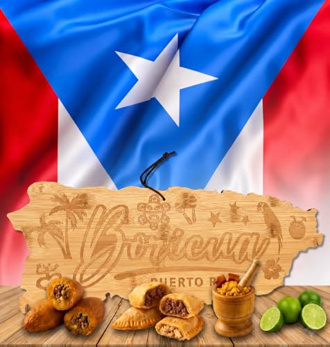 Tabla de cortar de bambú con forma de Puerto Rico Boricua
