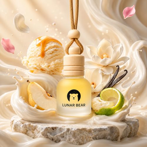 Image of LUNAR BEAR Creamy Flirt Car Air Freshener | Hanging Car Perfume Diffuser with Protective Case | Luxury Car Fragrance Made with Premium Essential Oils | Alcohol Free & Long Lasting