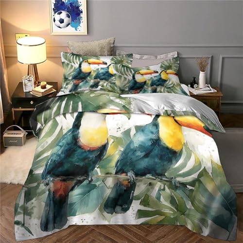 Parure de lit toucan microfibre 135x200cm pour lit simple