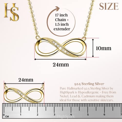 Image of HighSpark Infinity Pendant Necklace | 92.5 Sterling Silver & Stunning Shimmering Shine | Infinity Pendant Necklace Represents Everlasting Endless Love | Lovely Gift For Women & Girls