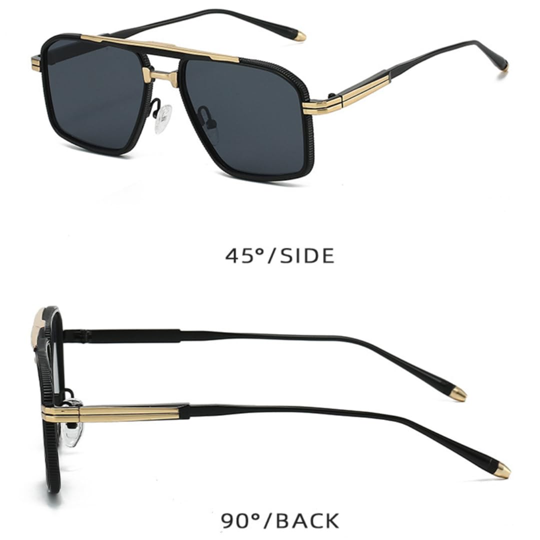 Luxus-Sonnenbrille mit Metall-Doppelsteg für Herren, modische Farbverlauf-Sonnenbrille für Damen, UV400-Schutz, klare Gläser