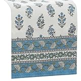 Elrene Home Fashions Tropez Paisley Block Print Coastal Stain & Water Resistant Indoor/Outdoor Table or Console Runner, 13'x70'